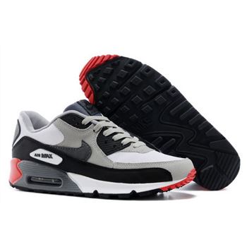 Nike Air Max 90 Mens Shoes Light Gray Black Red New Wholesale